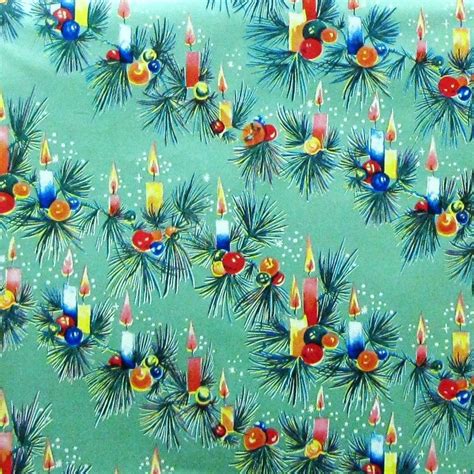 Vintage Christmas Paper Gift Wrap Candles Christmas Wrapping Paper | Vintage wrapping paper ...