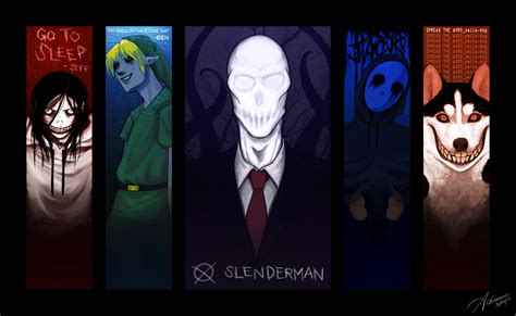 Jeff the Killer, Ben, Slender man, Eyeless Jack, and Smiley dog Jeff The Killer, Creepypasta ...