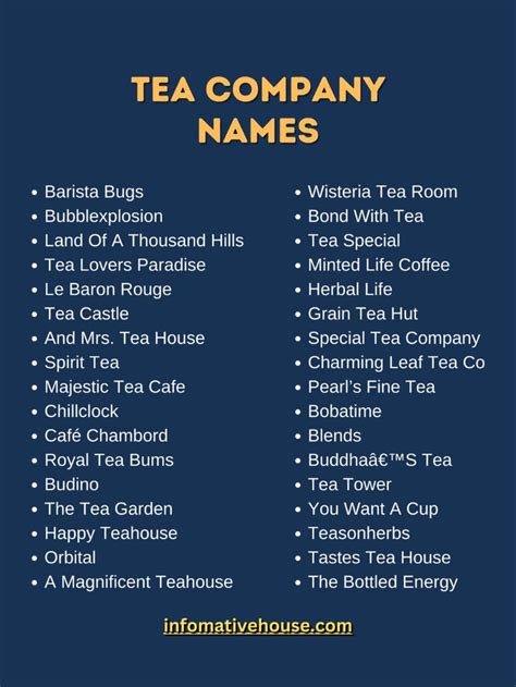 Creative Tea Company Names Ideas