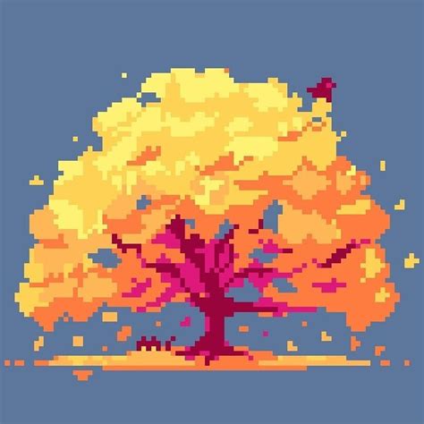 Autumn tree #pixel #colors #alone #fall #beautiful #calm #together #autumn #equilibrium #mood # ...