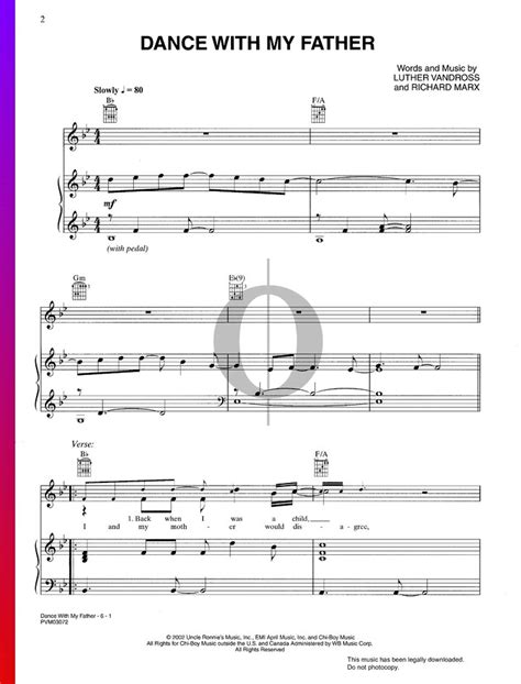 Dance With My Father (Luther Vandross) Piano Sheet Music - OKTAV