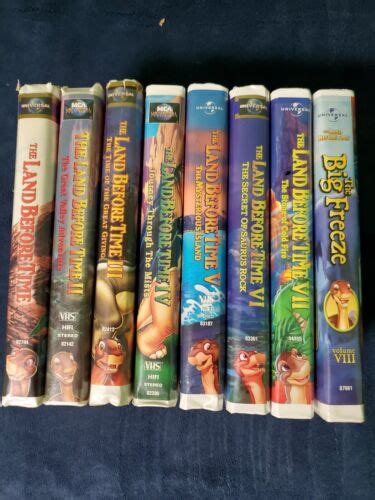 UNIVERSAL VHS THE LAND BEFORE TIME 1, 2, 3, 4, 5, 6, 7, & 8 LOT ...