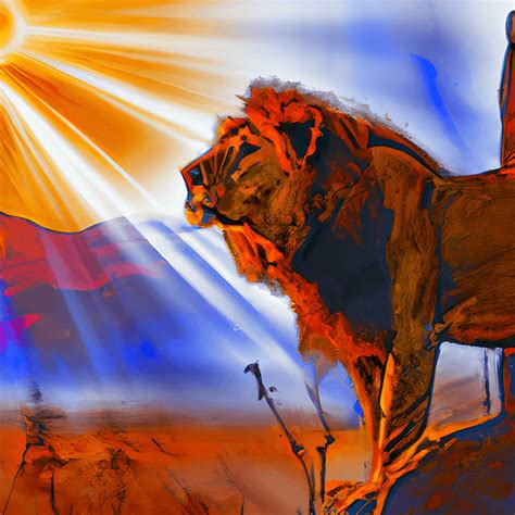 Lion in Africa Canvas Paint Digital Art 3D · Creative Fabrica