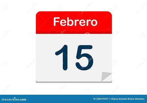 Spanish Calendar of the Day 15 February Stock Illustration - Illustration of calendar, note ...