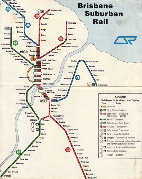 A map of the Brisbane Suburban Rail network - ca1979 | Train map, Brisbane, Historical maps