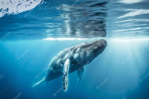 Premium Photo | Migration of animals huge whale swimming in ocean