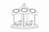 Merry Go Round Line Art Sketch Coloring Page sketch template