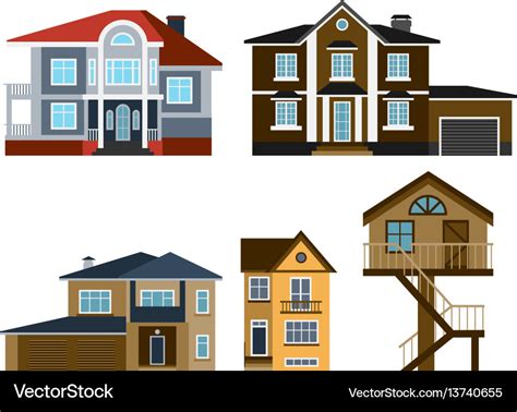 Houses front view building Royalty Free Vector Image