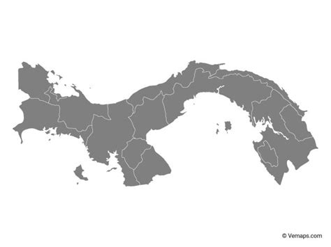 Grey Map of Panama with Provinces | Free Vector Maps