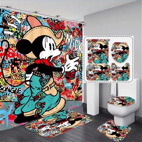 Mickey Mouse Scenes In Red Bathroom Accessory Set - REVER LAVIE