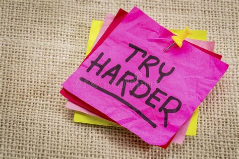 Try Harder Motivation Sticky Note Stock Photo - Image of reminder, work: 58666710