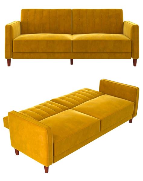 mustard-yellow-velvet-sofa-bed - Living in a shoebox