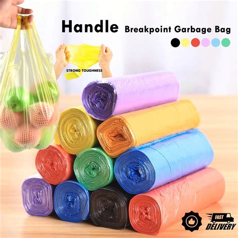 Garbage Bag Handle Disposable Trash Bags Waste Bin Rubbish Bags 100pcs 5 Rolls | Shopee Singapore