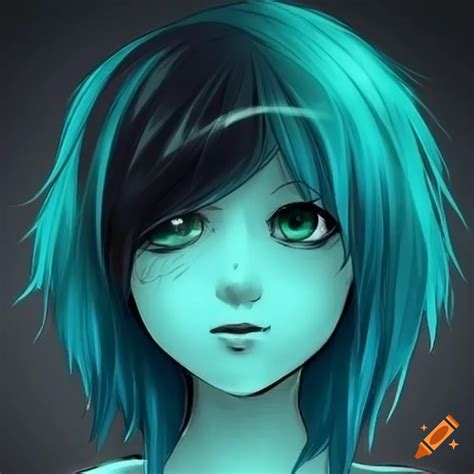 Gothic anime chibi character with teal hair on Craiyon