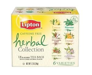 Amazon.com : Lipton Herbal Tea Collection, Variety Pack of Six Flavors ...