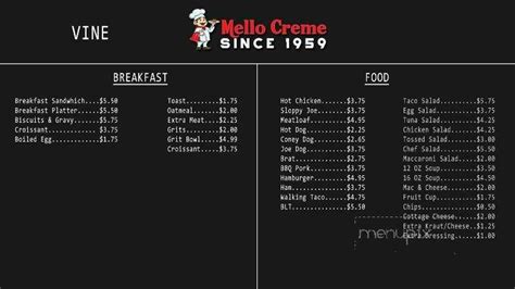 Menu of Mello-Creme Donuts in Lima, OH 45801