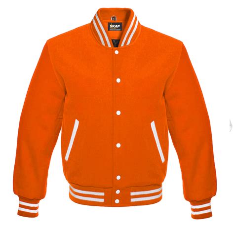 Letterman Varsity Jacket All Wool Orange - SKAF IMPEX