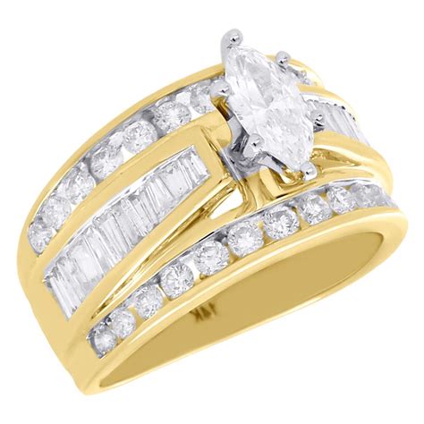 Jewelry For Less - 14K Yellow Gold Marquise Solitaire Diamond Ladies ...