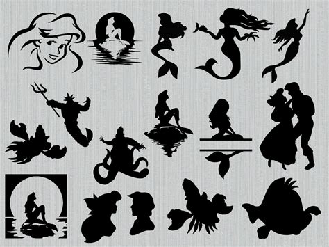 Printable Ariel Little Mermaid Silhouette