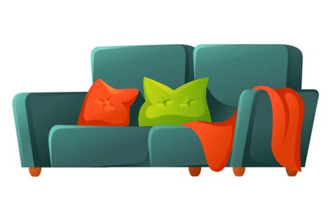 Sofa Cartoon Icon. Couch with Color Cush Graphic by ladadikart · Creative Fabrica