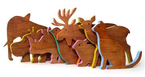 Wooden animal cutouts with colored outline | Handmade wooden toys ...