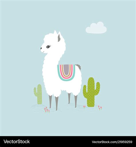 Cute cartoon llama Royalty Free Vector Image - VectorStock