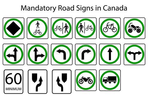 Road Signs in Canada. Canadian Mandatory Signs. Vector Illustration ...