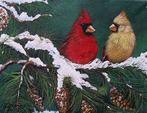 Cardinals In The Snow by Sharon Duguay | Birds painting, Cardinal painting, Painting snow