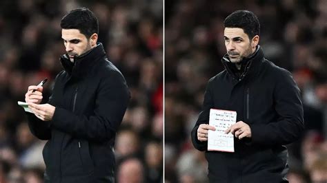 Mikel Arteta accidentally exposed his Arsenal tactics sheet to TV ...