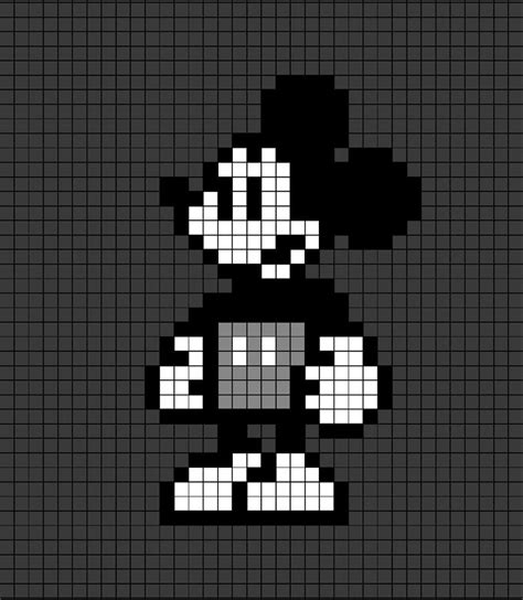 Mickey Mouse (black and white) Pixel Art | Pixel art, Pixel art pattern, Pixel art grid