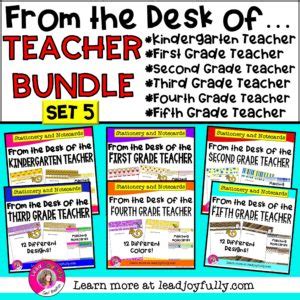 FROM THE DESK OF…TEACHER BUNDLE (Set 5): Stationery with Matching Note Cards | Lead Joyfully