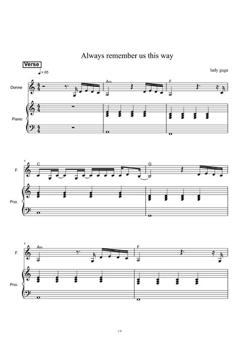 Always Remember Us This Way Sheet Music | Lady Gaga | Piano & Vocal