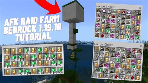 an image of a farm in minecraft with the words afk rad farm bedrock 1 19 10