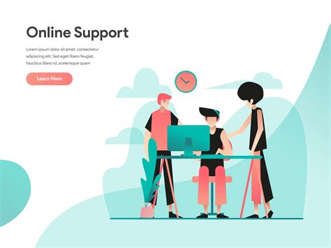 Online Support Illustration Concept. Modern flat design concept of web page design for website ...