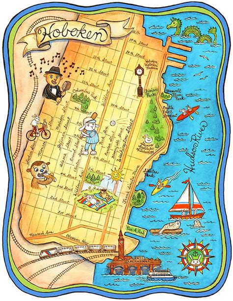 Hoboken New Jersey Map Art Print 16 X 20 - Etsy