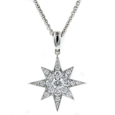 18ct white gold 0.73ct diamond star shaped pendant - Jewellery from Mr ...