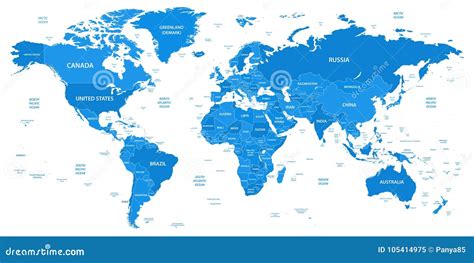 World Map With Countries Borders. Cartoon Vector | CartoonDealer.com #162915677