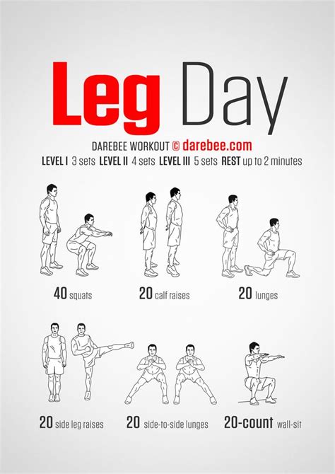 Leg Day - Darebee Workout. [ Well, it's a start but I wouldn't call it a leg day. Grab a barbell ...