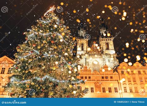 Christmas Tree on the Main Square in Prague Stock Image - Image of ...