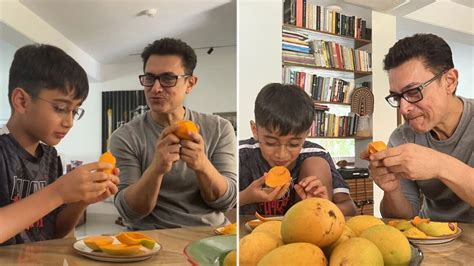 Aamir Khan announces beginning of summer as he binges on mangoes with Azad | Bollywood ...