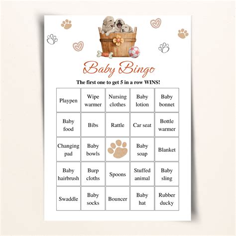 30 Printable Puppy Baby Shower Bingo Cards 5x7'' Prefilled Baby Bingo Cards Dog Themed Baby ...