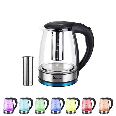 Zimtown 1.8L Electric Kettle Glass Kettle with Removable Tea Infuser, Fast Boiling, Colorful ...