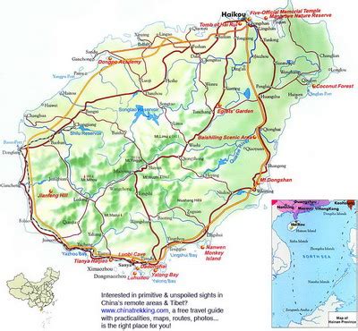 China Hainan Travel Map - China Trekking Guide, Route, Map, Photo