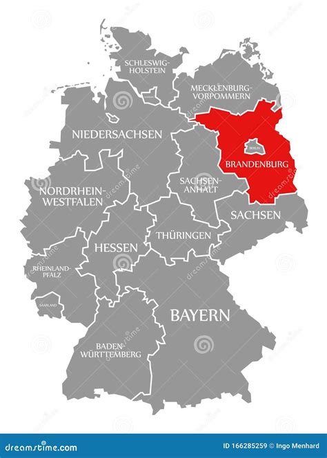 Brandenburg Red Highlighted in Map of Germany Stock Illustration ...