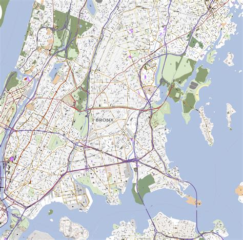 Detailed Vector Map of the Bronx New York City – Map Illustrators