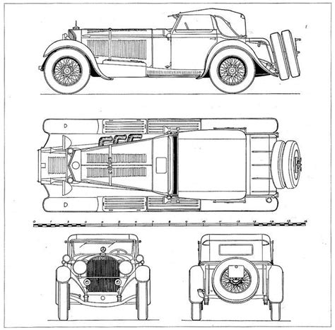 Mercedes Benz SSK 1927 - 1930 car blueprint | Classic cars, Car model, Retro cars