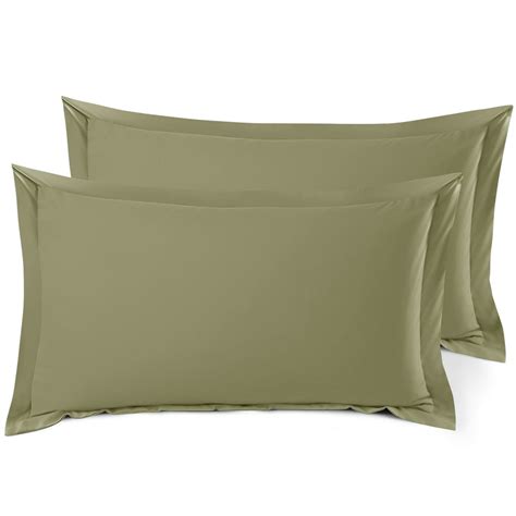 Set of 2 King 20"x36" Size Pillow Shams Sage Green, Hotel Luxury Soft Double Brushed Microfiber ...