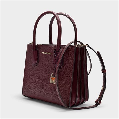 MICHAEL Michael Kors Leather Mercer Accordion Messenger Bag in Burgundy (Red) - Lyst