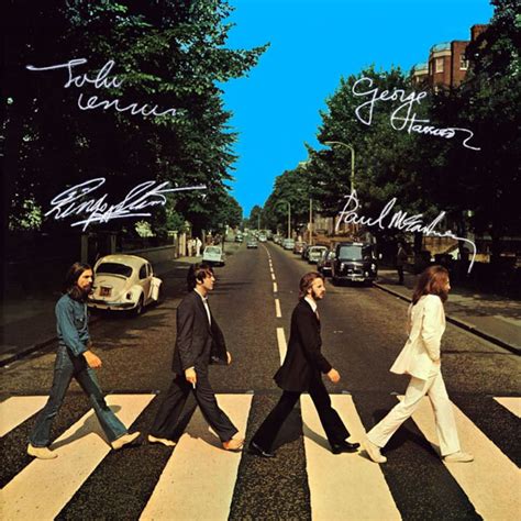 Beatles Rare Signed Abbey Road Artwork Cover LP No Vinyl Album Lennon Mccartney Harrison Starr ...