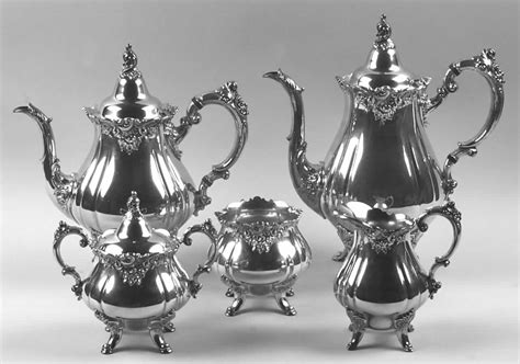 Baroque (Silverplate,Holloware,Older) 5-Piece Plated Tea Set (with Waste) by Wallace Silver ...